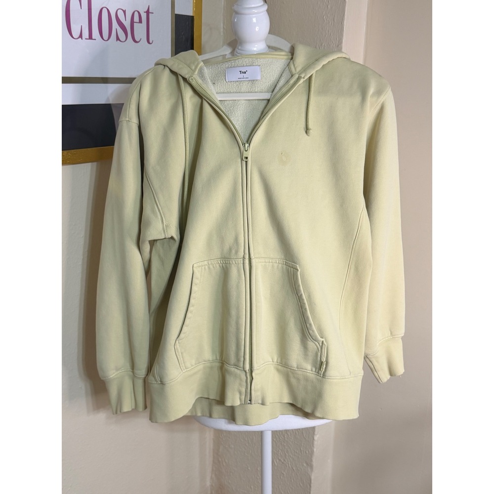 Tna Aritzia Cozy Fleece Perfect Zip Hoodie Pale Yellow Size 1